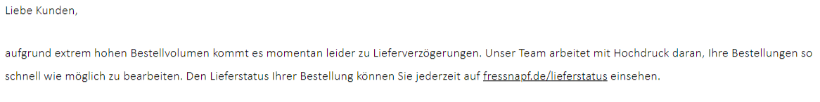 fressnapf paket kommt nicht an